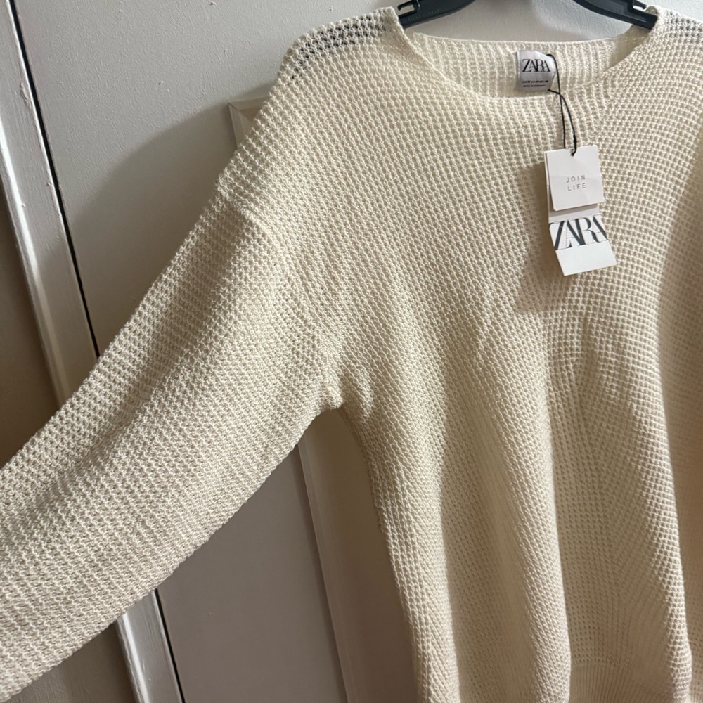 NWT Zara Beige Women's Crew Neck Sweater - Picture 5 of 5